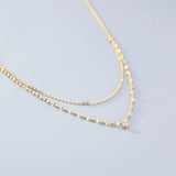 925 Silver Chain Necklace Double Layer Zircon Pendant Choker Necklaces