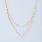 925 Silver Chain Necklace Double Layer Zircon Pendant Choker Necklaces