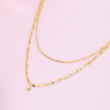 925 Silver Chain Necklace Double Layer Zircon Pendant Choker Necklaces
