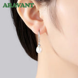 18K Pearl Long Drop Earring Wedding Jewelry