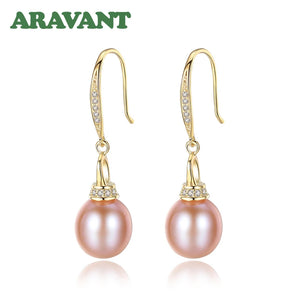 18K Pearl Long Drop Earring Wedding Jewelry