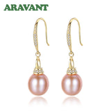18K Pearl Long Drop Earring Wedding Jewelry