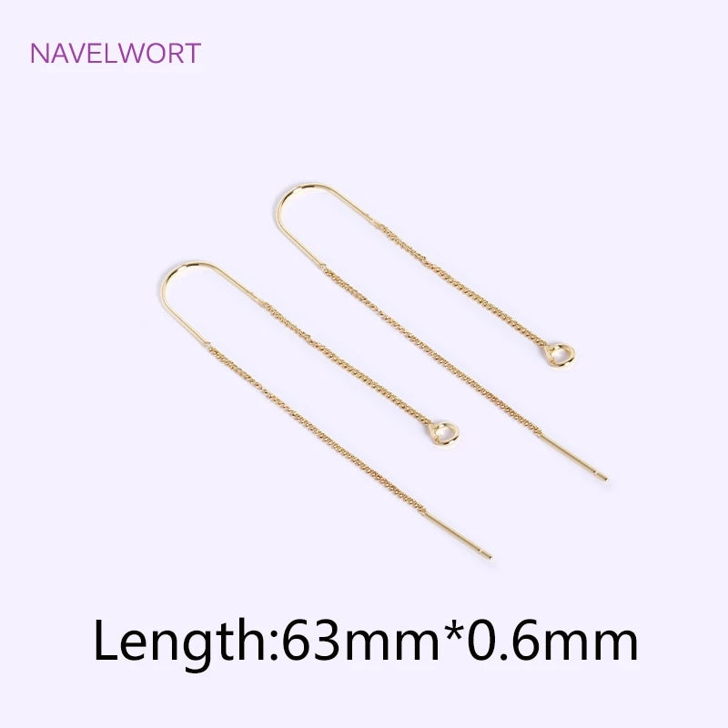 18K Plated 0.6mm Thin Chain Ear Wire with U-Bar, Brass EarWire