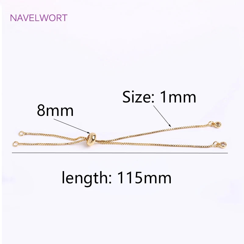 18K Plated 1.0mm Box Chain Bracelet Component