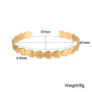 18K Plated Stainless Steel Pig Nose Heart Bangle for Women
