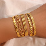 18K Plated Stainless Steel Pig Nose Heart Bangle for Women
