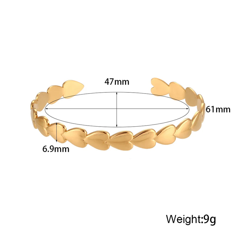 18K Plated Stainless Steel Pig Nose Heart Bangle for Women