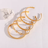 18K Plated Stainless Steel Pig Nose Heart Bangle for Women