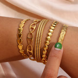 18K Plated Stainless Steel Pig Nose Heart Bangle for Women