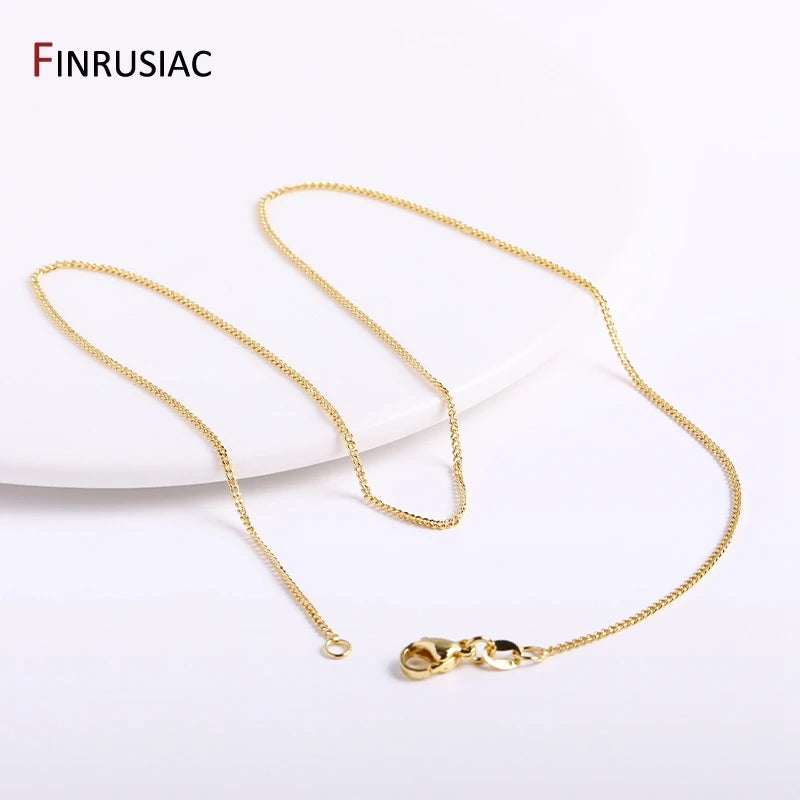 18K Plated Metal Necklace Chains 3 Types Brass 0.8mm/1.3mm/1.4mm