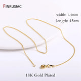 18K Plated Metal Necklace Chains 3 Types Brass 0.8mm/1.3mm/1.4mm