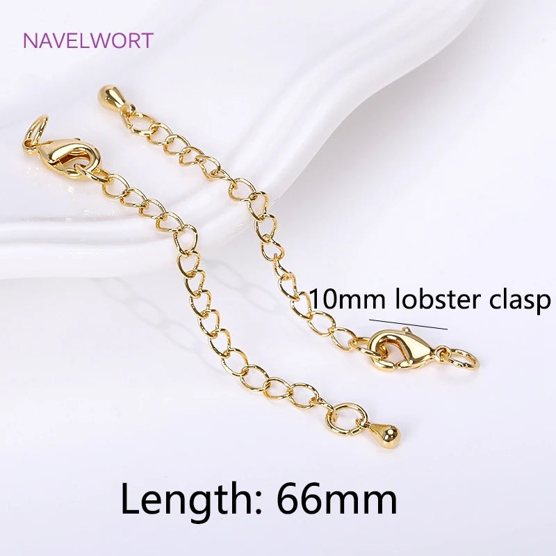 18K Plated Jewelry Extender Chain, 6.6cm Tail Chain with Lobster Clasps
