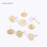 18K Plated Round Post Earring Brass Studs Setting