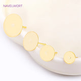 18K Plated Round Post Earring Brass Studs Setting
