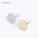 18K Plated Round Post Earring Brass Studs Setting