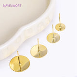 18K Plated Round Post Earring Brass Studs Setting