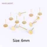 18K Plated Round Post Earring Brass Studs Setting