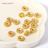 18K Plated 7mm Round Spacer Beads Brass Metal Dot Spacer Beads