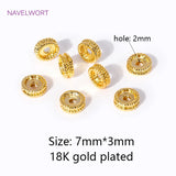 18K Plated 7mm Round Spacer Beads Brass Metal Dot Spacer Beads