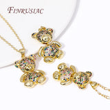Animal Pendant Movable Joint Pave Zircon Bear Charms for Jewelry Making