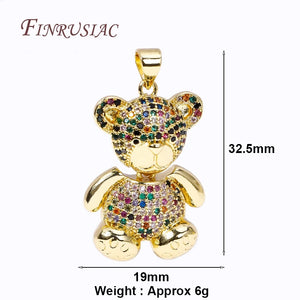 Animal Pendant Movable Joint Pave Zircon Bear Charms for Jewelry Making