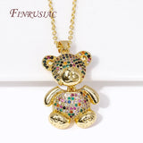 Animal Pendant Movable Joint Pave Zircon Bear Charms for Jewelry Making