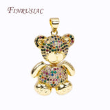 Animal Pendant Movable Joint Pave Zircon Bear Charms for Jewelry Making