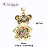Animal Pendant Movable Joint Pave Zircon Bear Charms for Jewelry Making