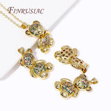 Animal Pendant Movable Joint Pave Zircon Bear Charms for Jewelry Making