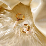 18K Plated Asymmetric Freshwater Pearl Pendant Earrings