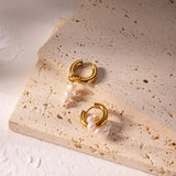 18K Plated Asymmetric Freshwater Pearl Pendant Earrings