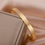 18K Plated Ayatul Kursi Cuff Bangle Islamic Muslim Quran Bracelet