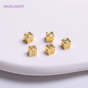 18K Plated Brass 4mm Square Spacer Beads For DIY Jewelry Making