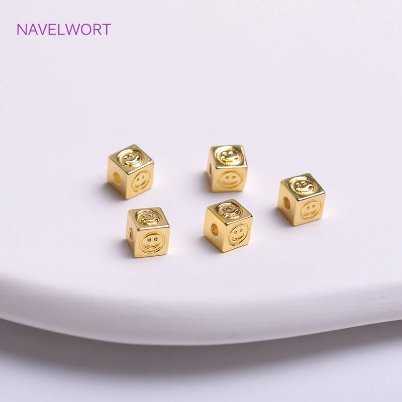 18K Plated Brass 4mm Square Spacer Beads For DIY Jewelry Making
