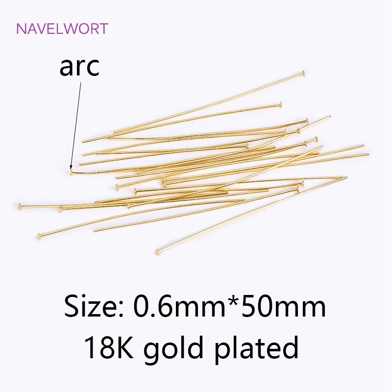 18K Plated Brass Curved Pins for DIY Beading Jewelry