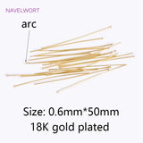 18K Plated Brass Curved Pins for DIY Beading Jewelry
