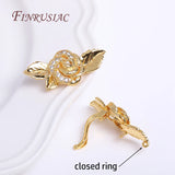 18K Plated Brass Zircon Rose Flower Pearl Clasp