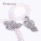 18K Plated Brass Zircon Rose Flower Pearl Clasp