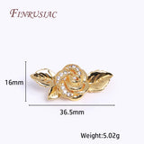 18K Plated Brass Zircon Rose Flower Pearl Clasp