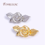18K Plated Brass Zircon Rose Flower Pearl Clasp