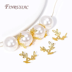 18K Plated Brass Large Leaf Filigree Bead Caps DIY Jewelry Making