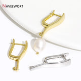 18K Plated Brass Long Earring Hooks, Fashion Ear Wire for Women, DIY Accessories