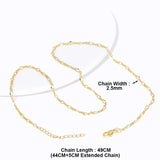 18K Plated Brass Metal 2.5mm Thin Chain Necklace for DIY Jewelry