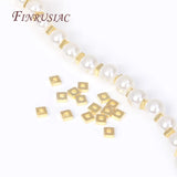 18K Plated Brass Flat Square Spacer Beads for DIY Bracelet - 3mm