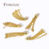 18K Plated Brass Metal Chains Tassel Charms For Earrings