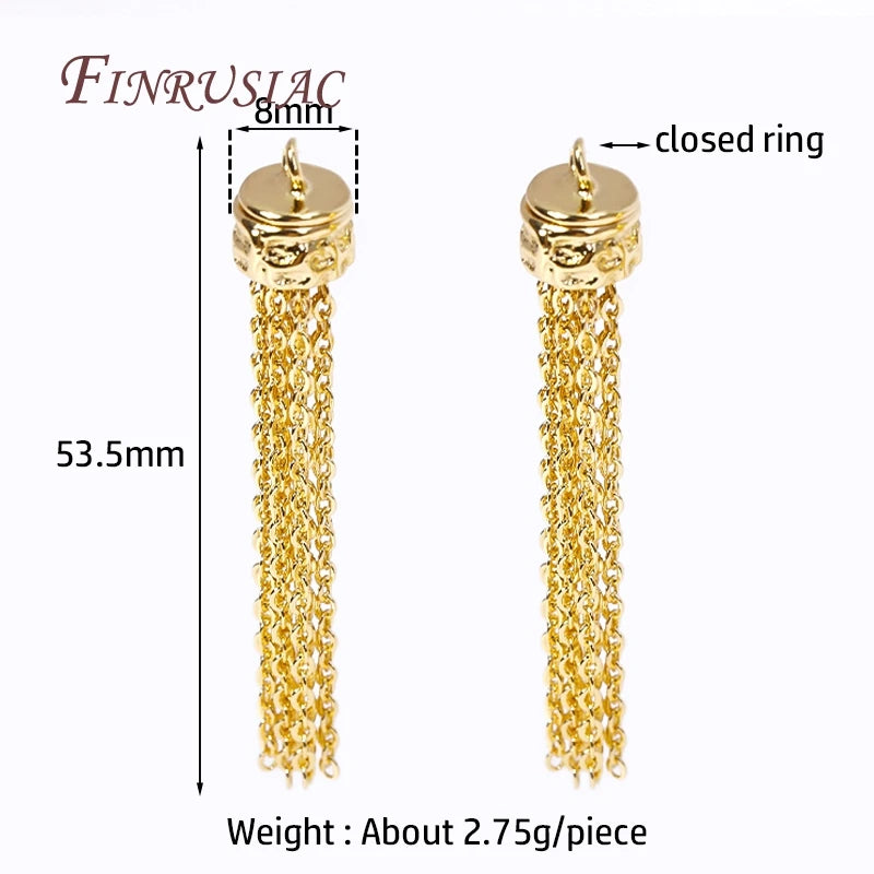 18K Plated Brass Metal Chains Tassel Charms For Earrings