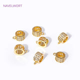 18K Plated Brass Zircon Spacer Beads Pendant Charms Bail