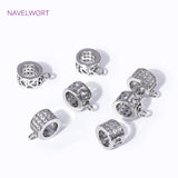 18K Plated Brass Zircon Spacer Beads Pendant Charms Bail