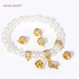 18K Plated Brass Zircon Spacer Beads Pendant Charms Bail