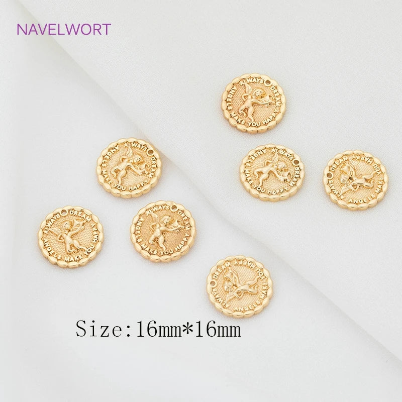 18K Plated Brass Angel Fairy Charms Pendants for DIY Jewelry Making